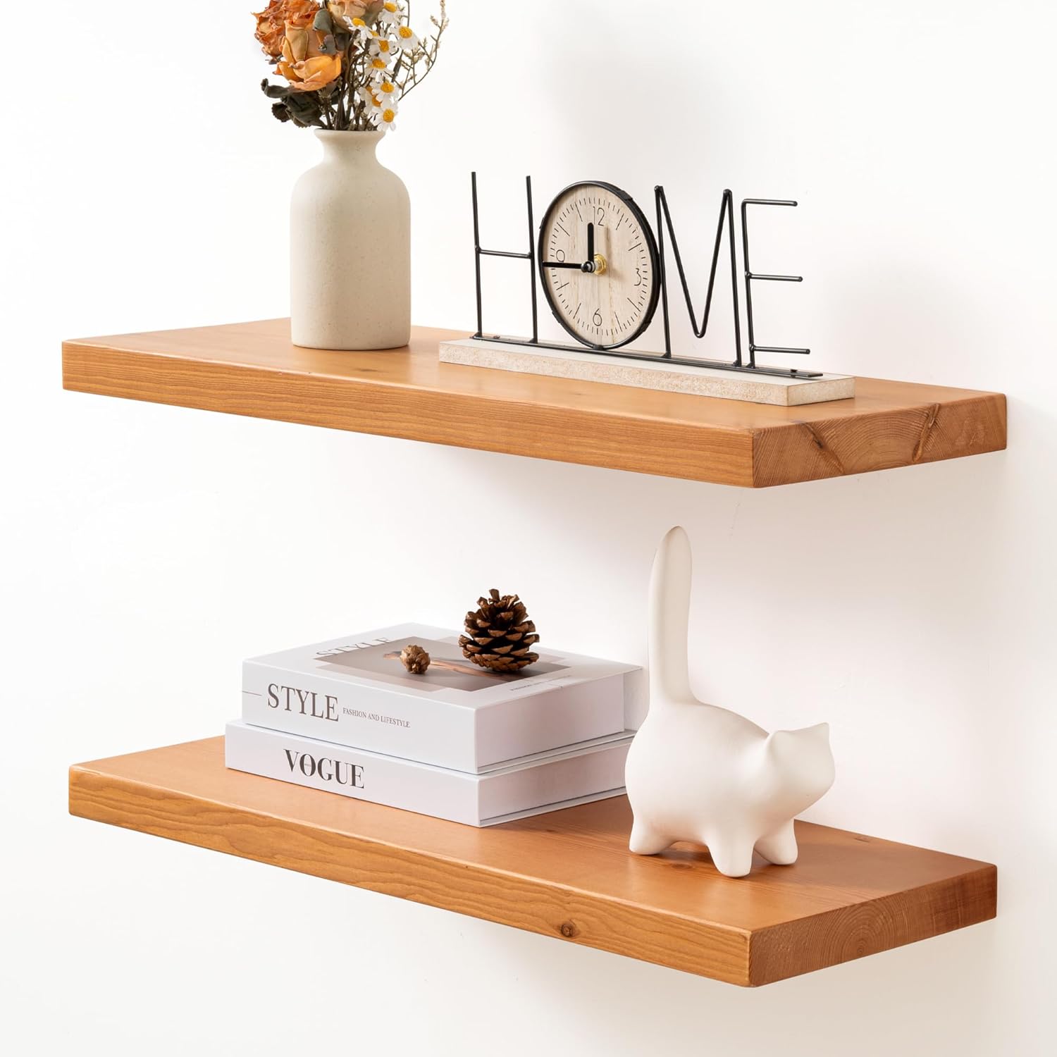 Axeman 24 Inch Floating Shelves Set of 2 Natural Finish