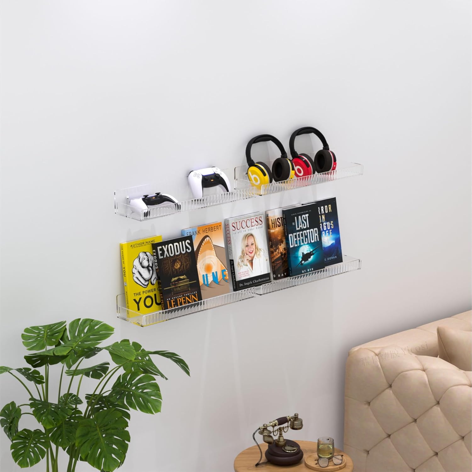 Cq Acrylic Clear Floating Shelves Set of 6 for Display Storage
