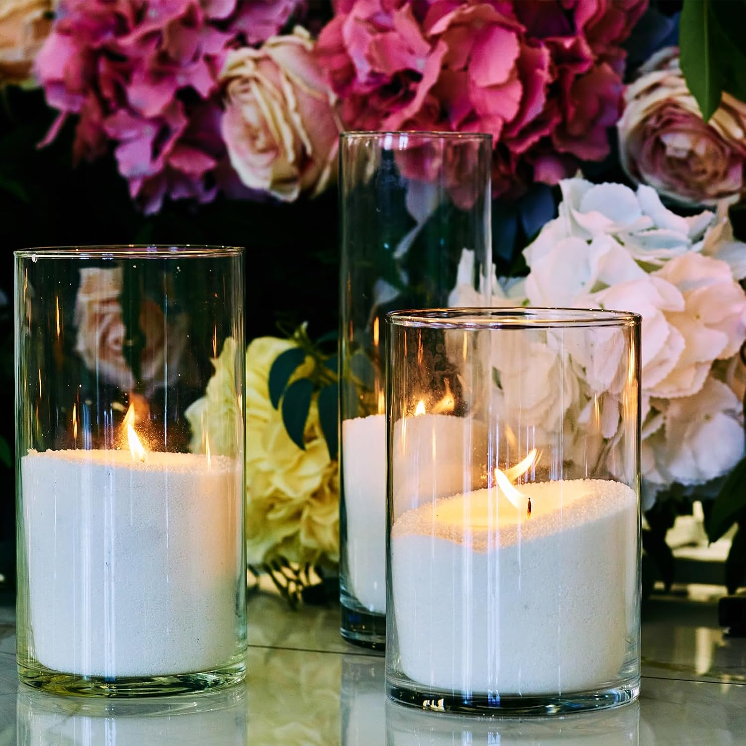Clear Glass Cylinder Vase with 8 Height and 4 Diameter