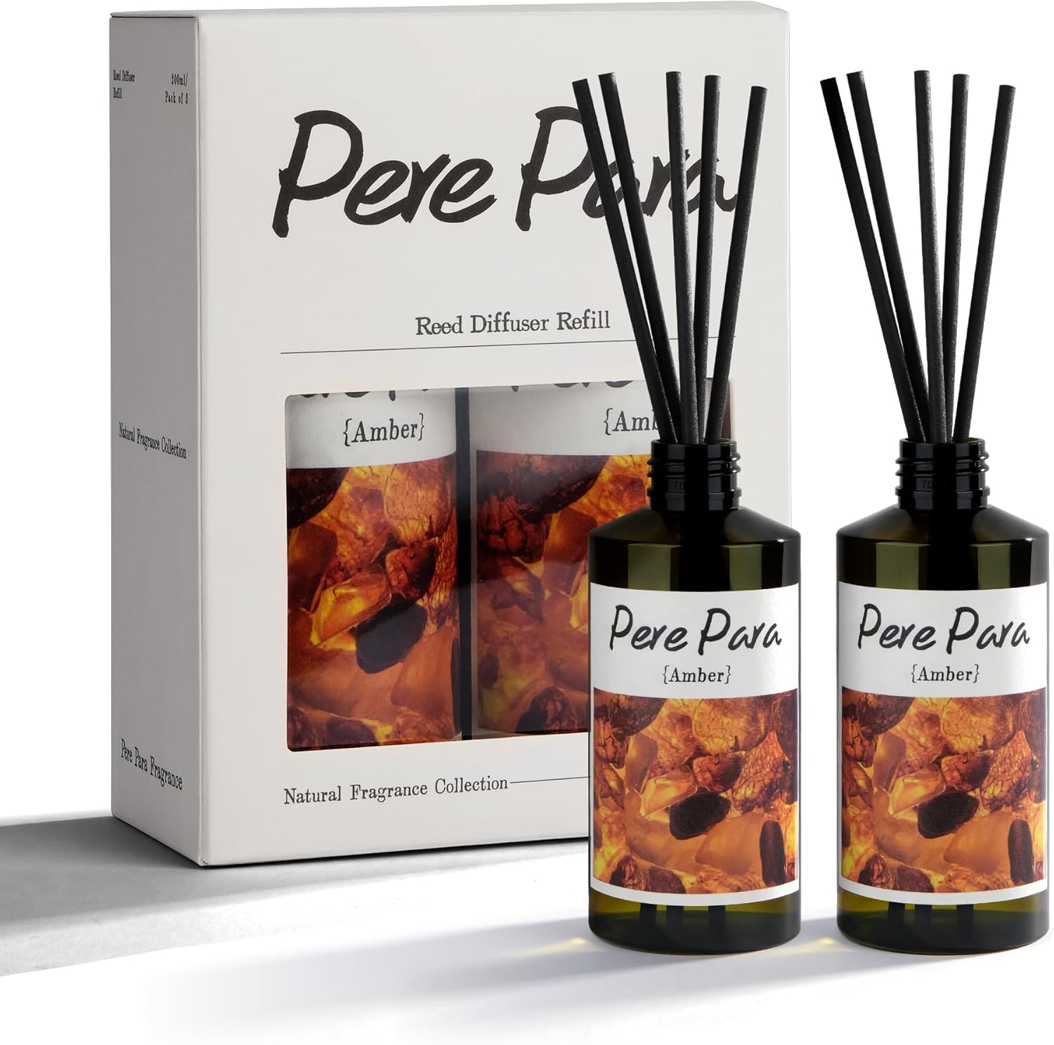 Amber Scent Premium Reed Diffuser Set 2 Pack