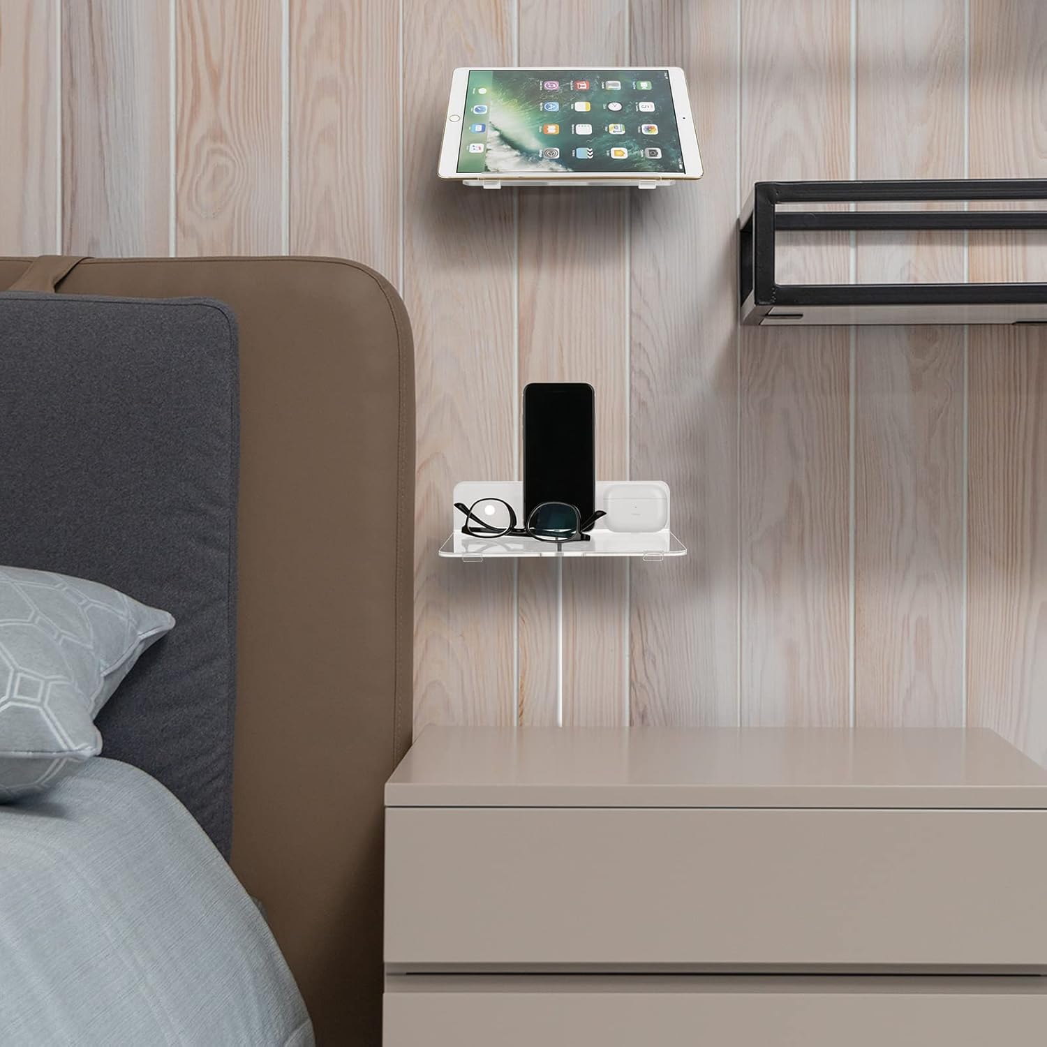 Cosmos Set of 2 Acrylic Floating Shelves for Home and Office