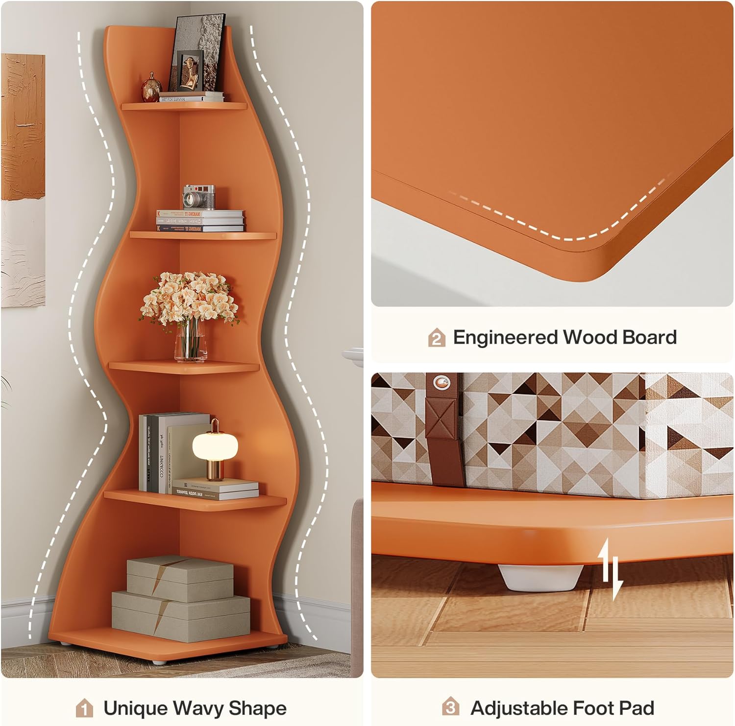 Tribesigns Wavy Corner Shelf Set of 2