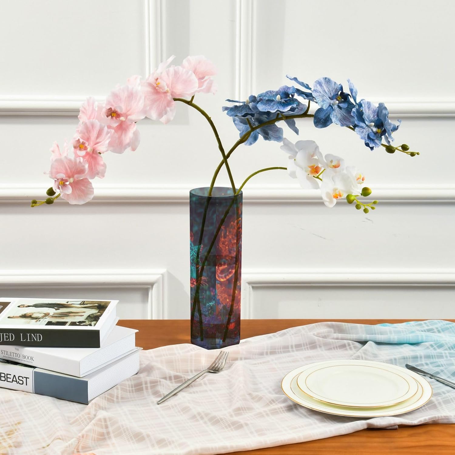 Turquoise Flash Leopard Plastic Vase 118 x 39 Inch