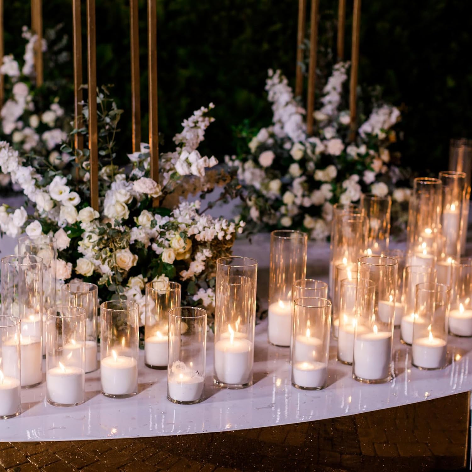 Sawysine 30 Pcs Clear Glass Cylinder Vases Centerpieces