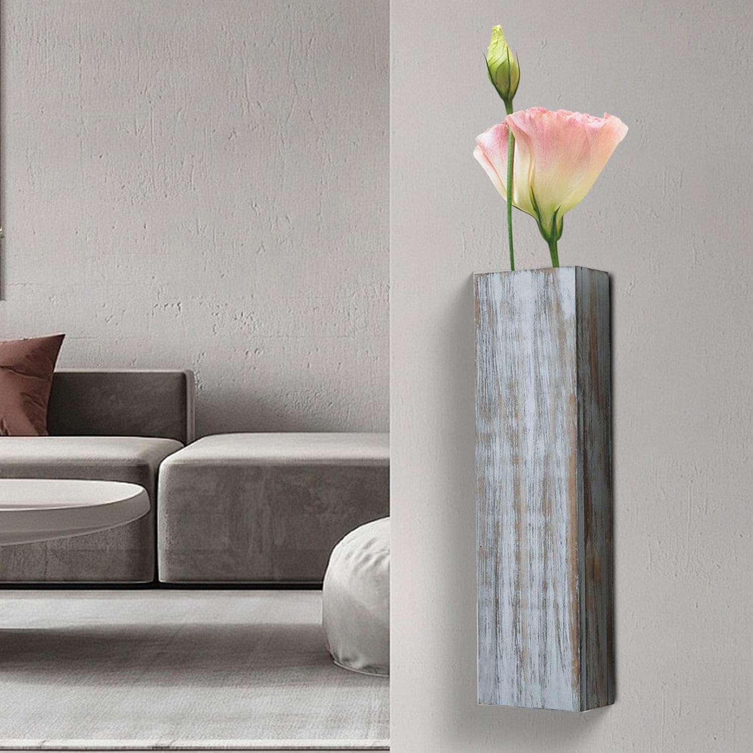 Wood Wall Planter for Indoor Plants and Dried Flowers