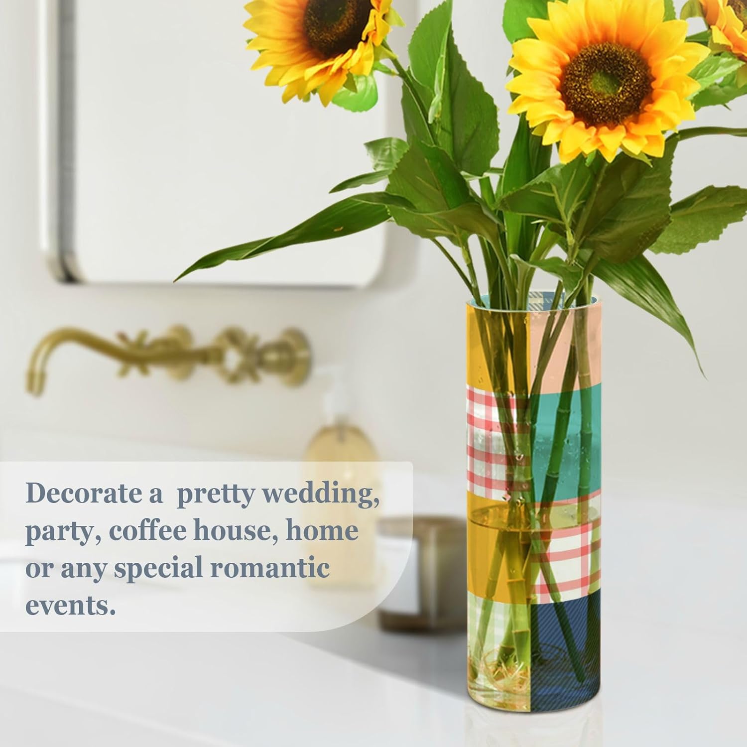 Colorful Checkerboard Plastic Vase for Centerpieces