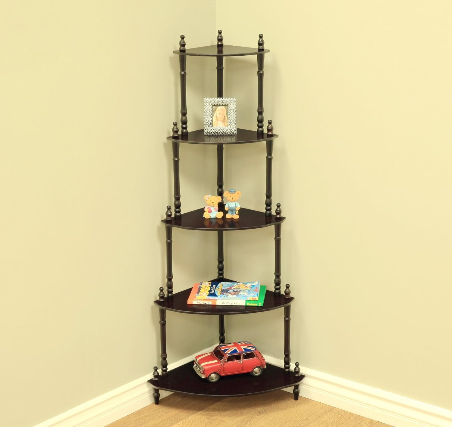 Frenchi Home Furnishing 5-Tier Corner Stand in Mahogany