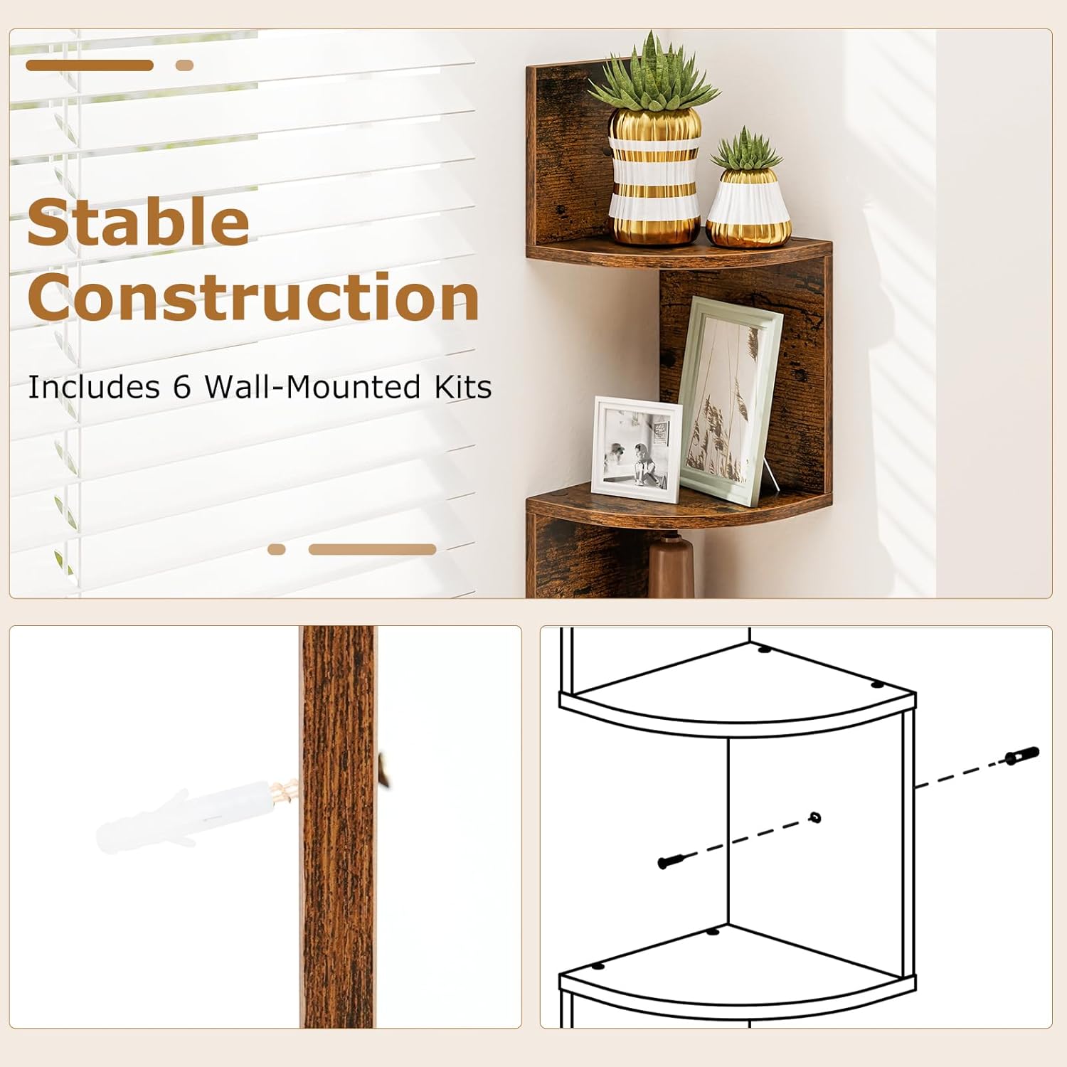 Tangkula 5-Tier Corner Shelf Wall Mount