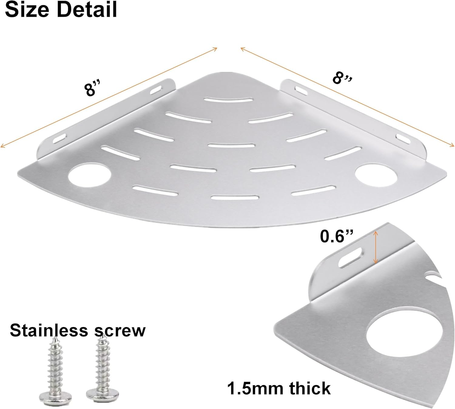 NUTNAPH Corner Shower Shelf Wall Mount Silver 1 pcs