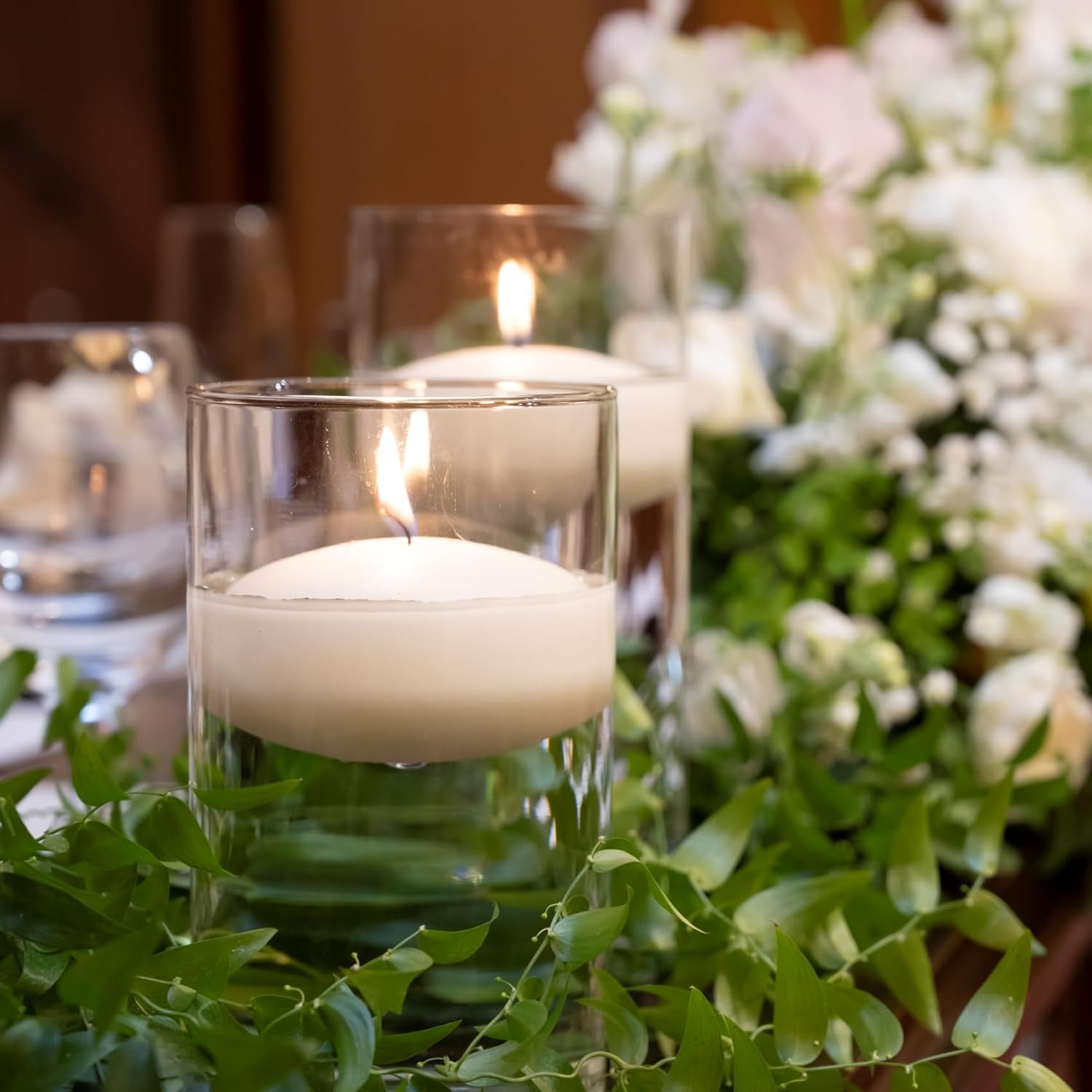20 White Floating Candles 16 Glass Vases 400 Acrylic Ice Fillers Centerpiece Set