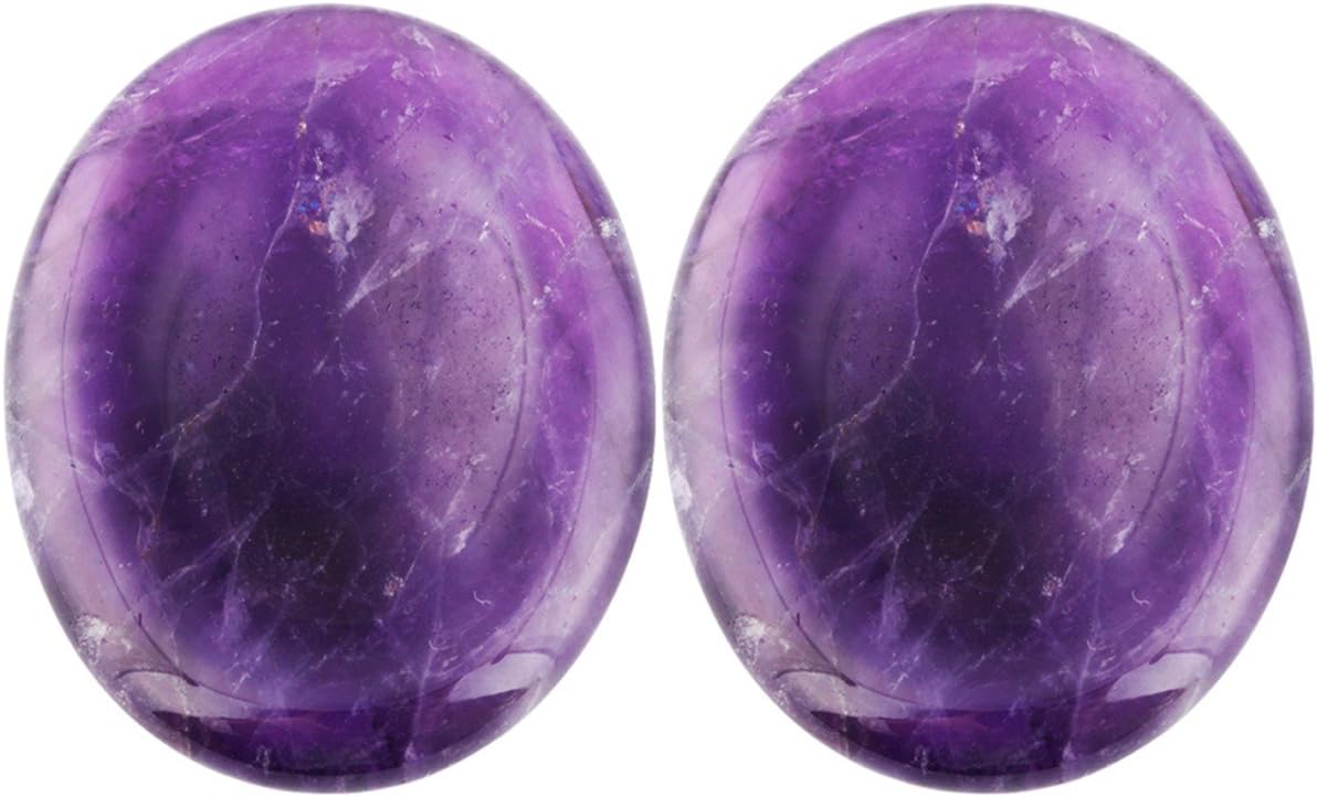 Rockcloud Worry Stone Set Amethyst Healing Crystal for Anxiety Relief