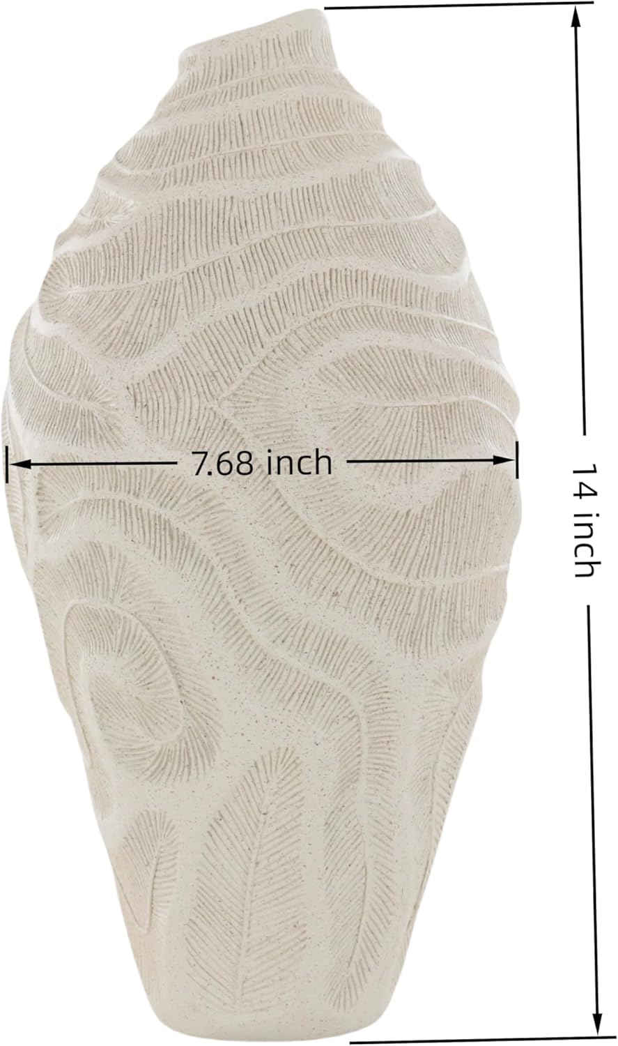 Coral Pattern Resin Vase 14 Inches Modern Decor