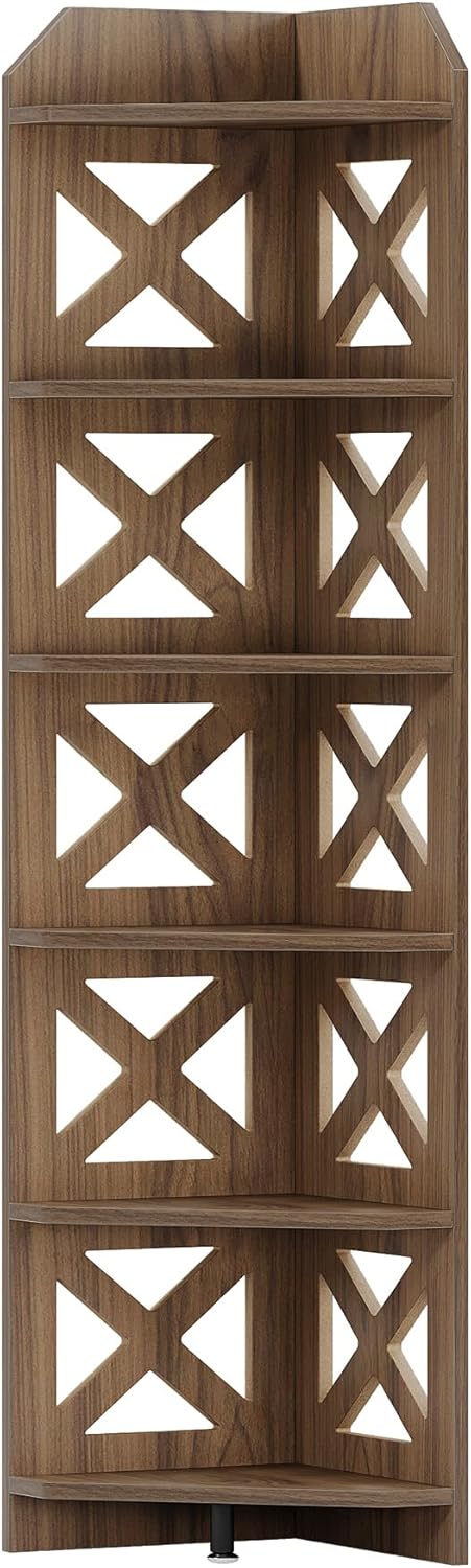 Tribesigns 708 Inch Corner Shelf 6 Tier Rustic Bookcase