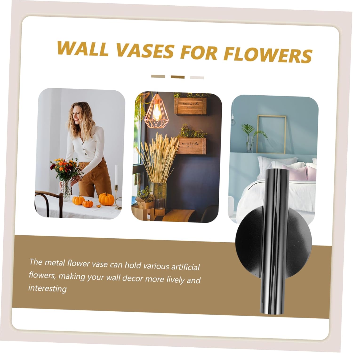 Zerodeko 2pcs Wall Mounted Metal Flower Vase Tubes