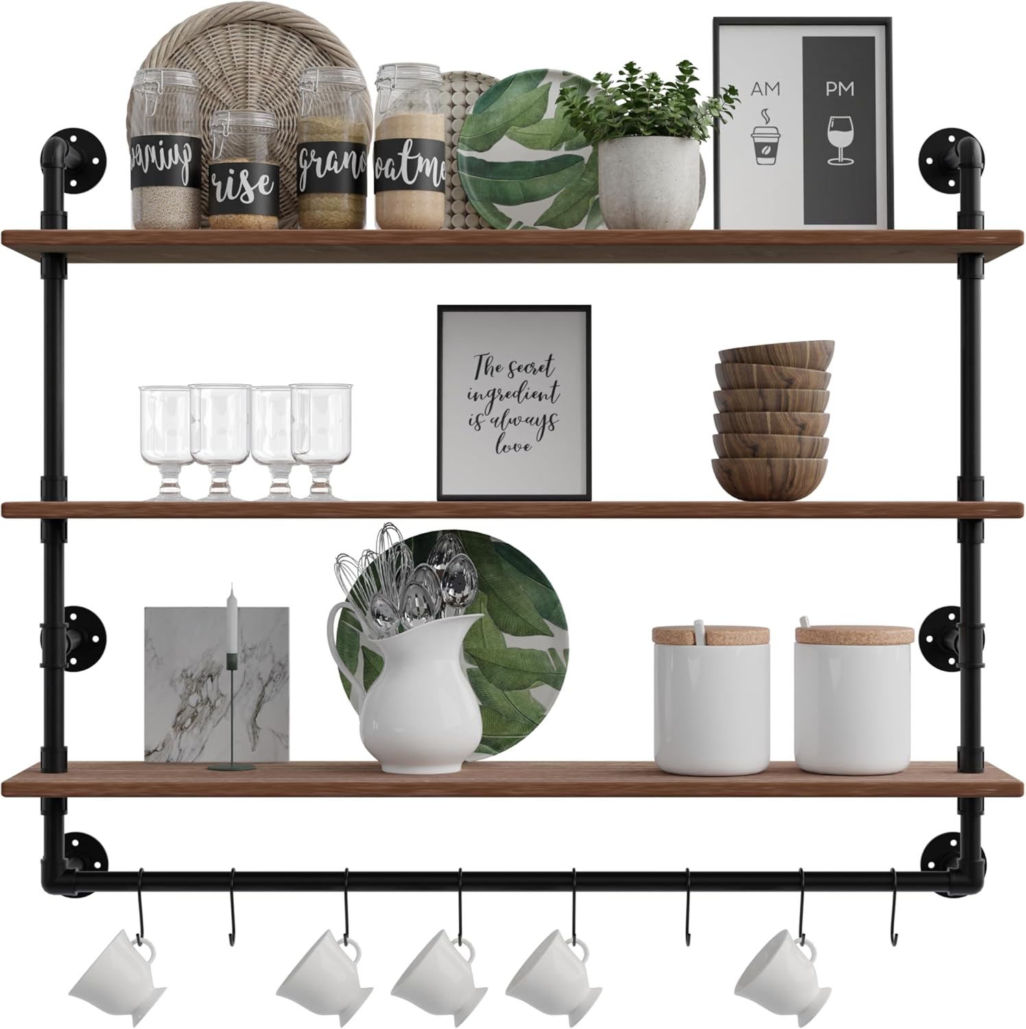 ROGMARS 3 Tier Floating Shelving for Kitchen Living Room