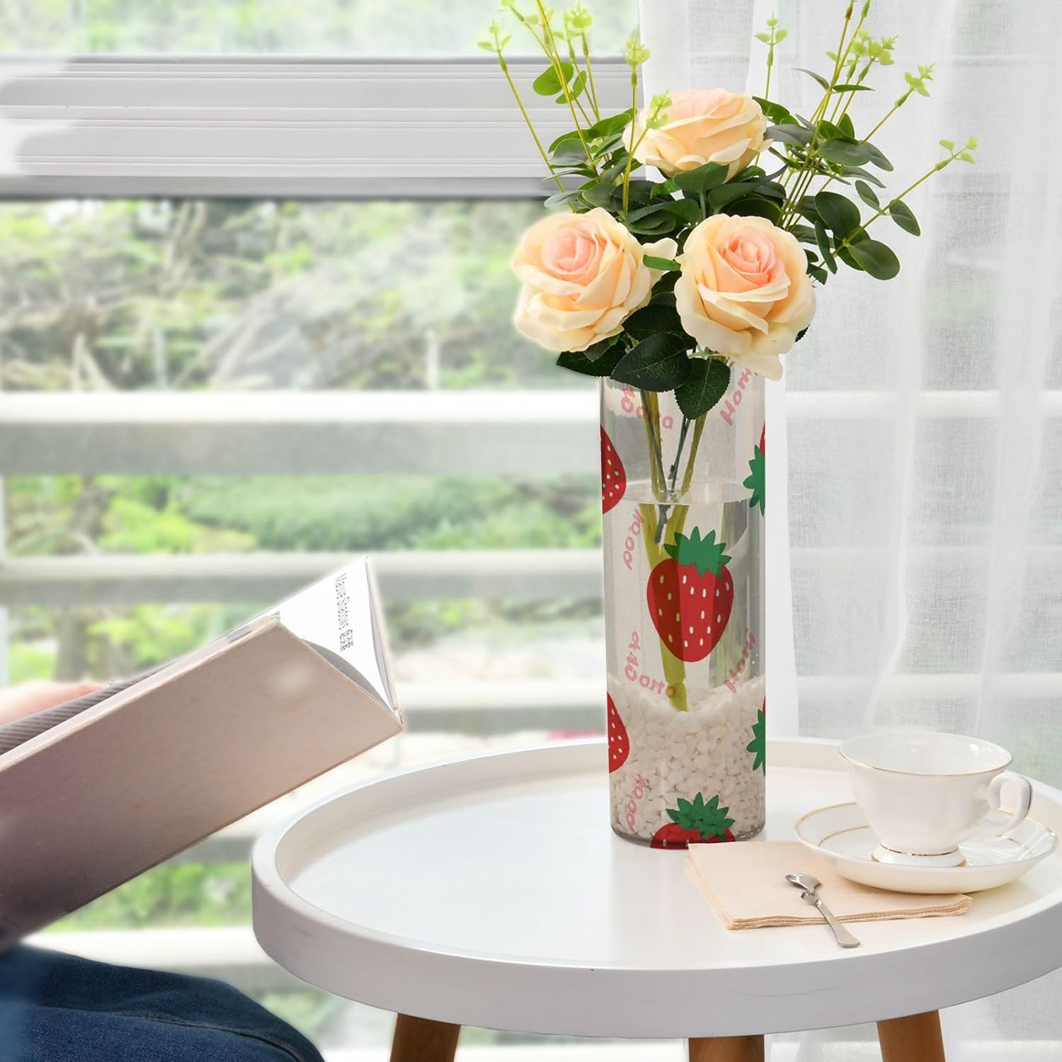 Cute Cartoon Strawberry Beige Plastic Vase 118 x 39 Inch