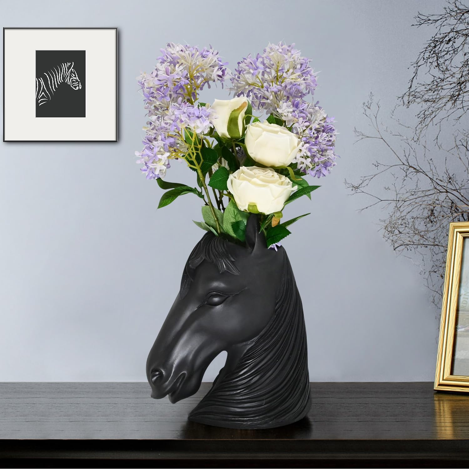 Modern Horse Head Vase Black Home Decor Centerpiece