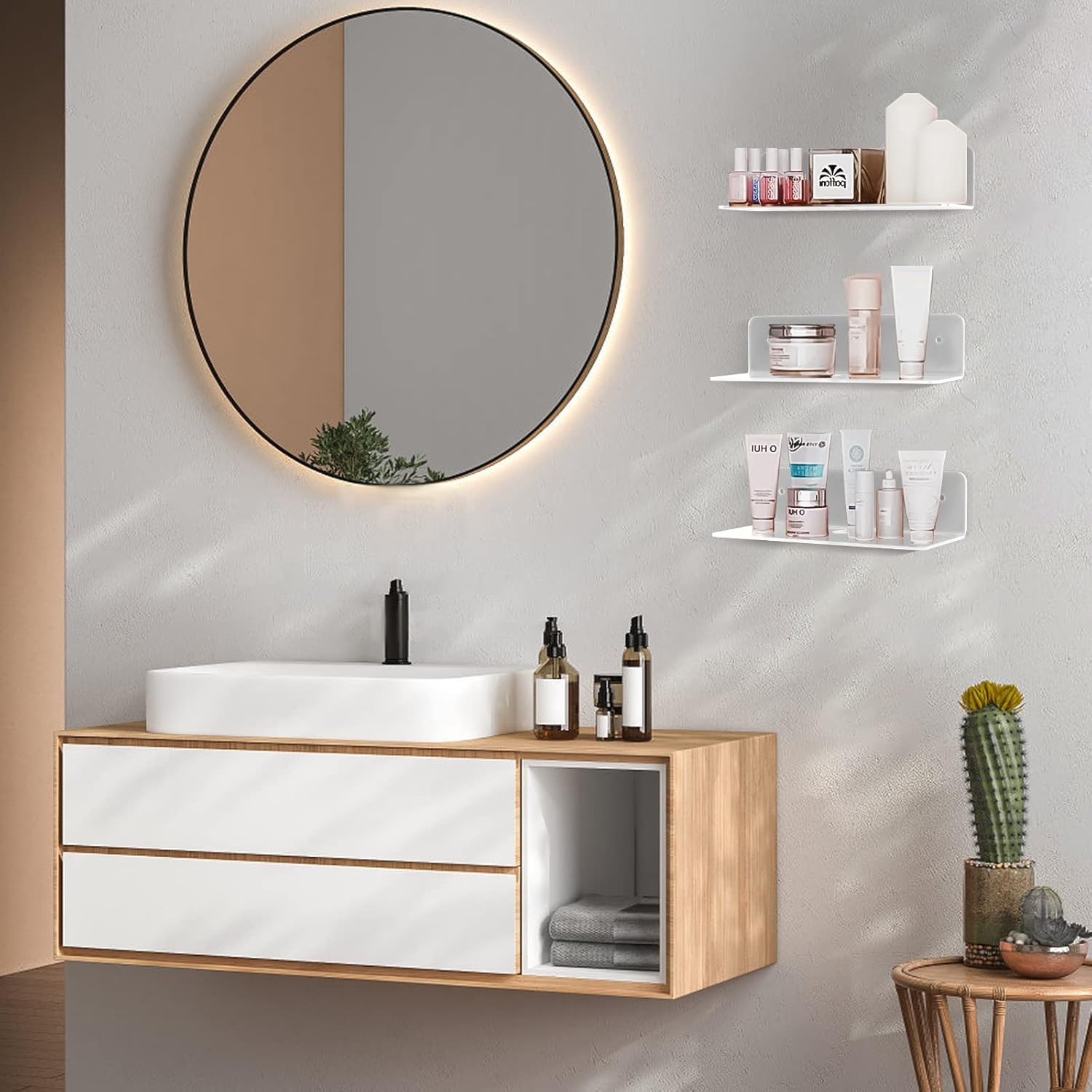 Clear Acrylic Floating Shelves 9 Inch Set of 4 No Drill Wall Shelves