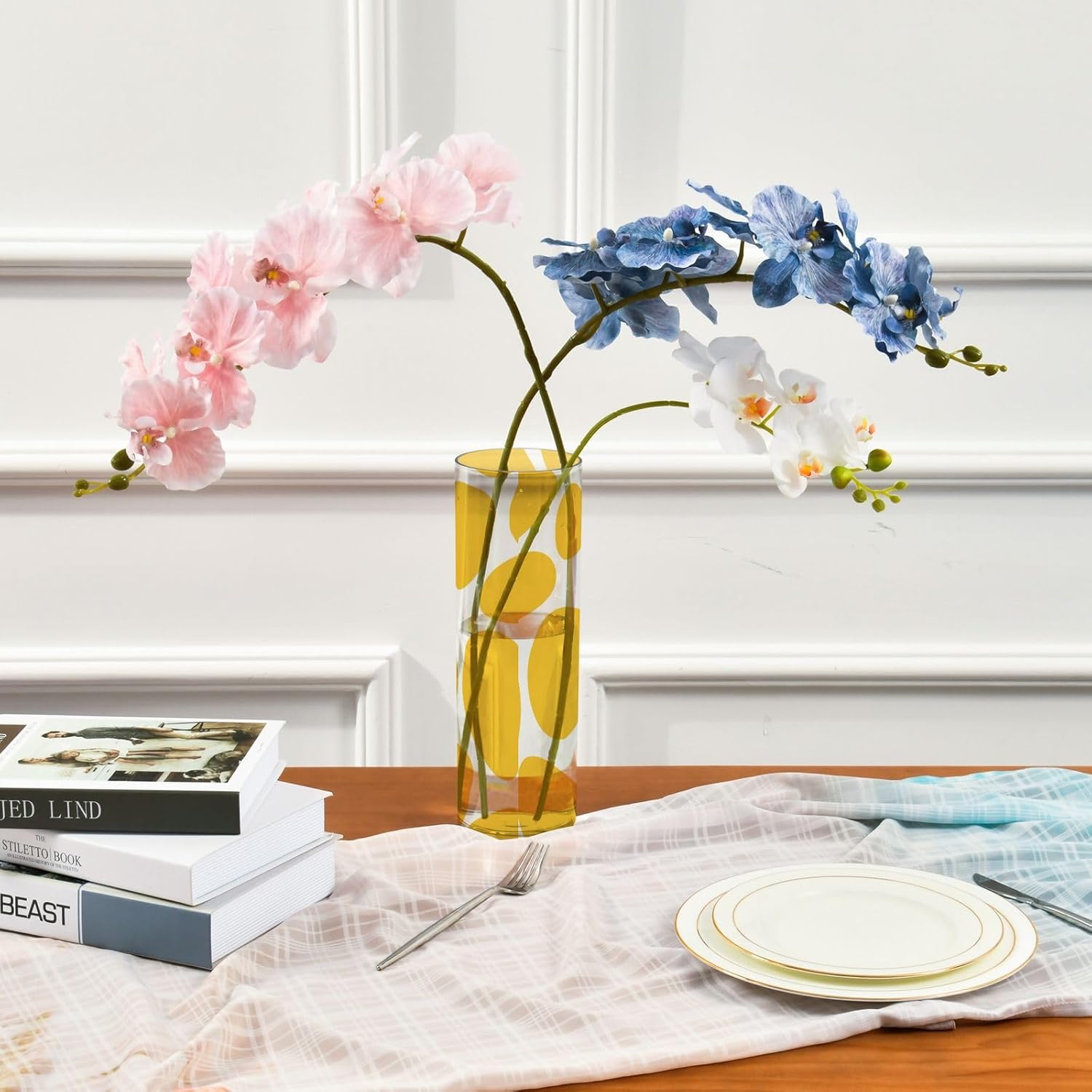 Clear Plastic Hurricane Vase with Yellow Spots 118 x 39 Inch