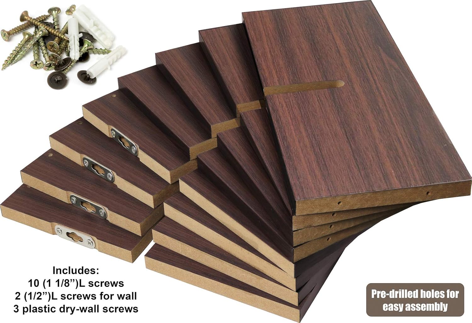 Greenco 4 Cube Intersecting Floating Shelves Walnut Finish