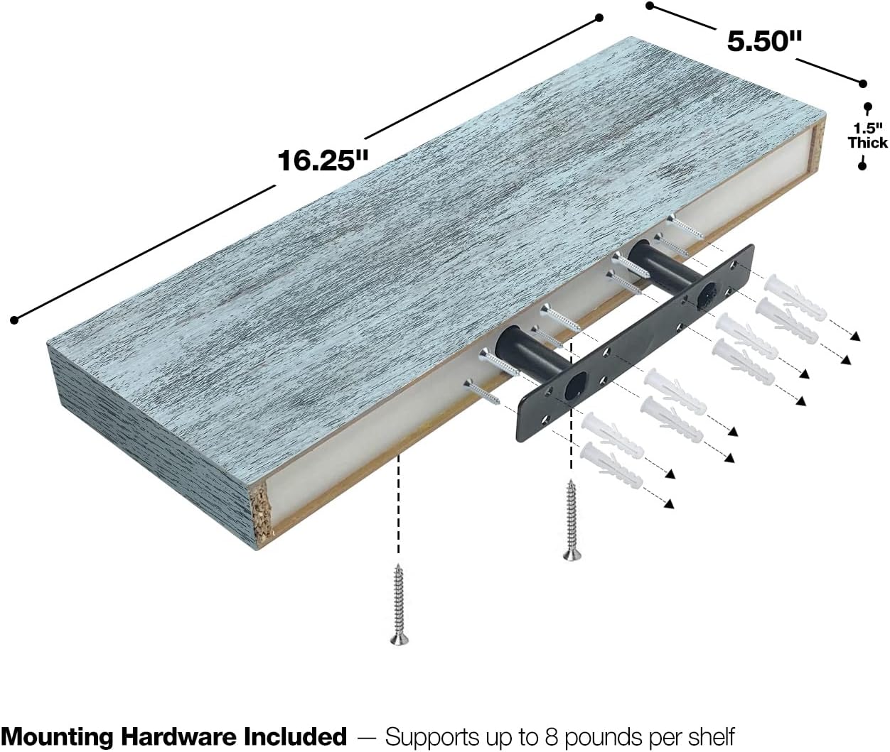 Sorbus Floating Shelves 3 Pack 16 Inch Blue Wall Shelves