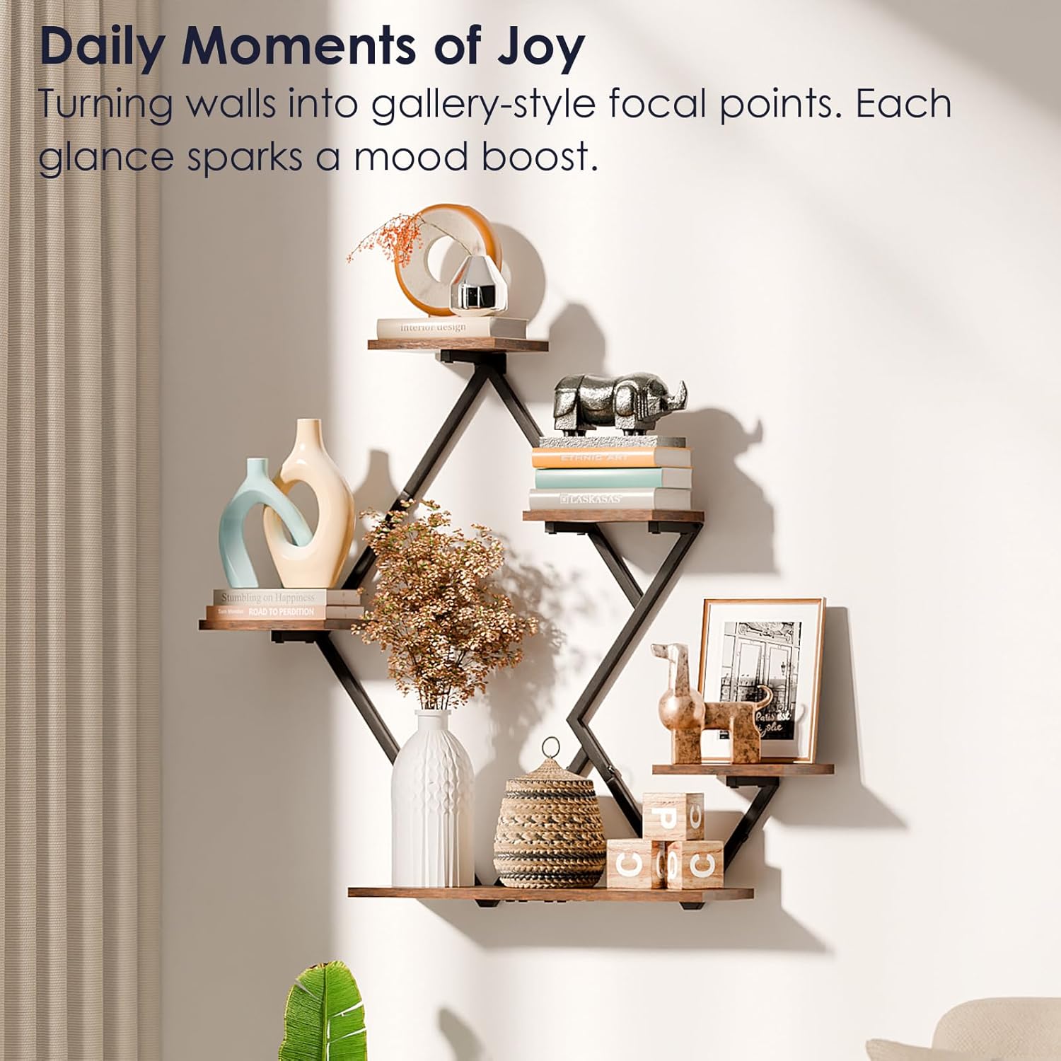 Floating Shelves for Wall Rustic Brown and Black