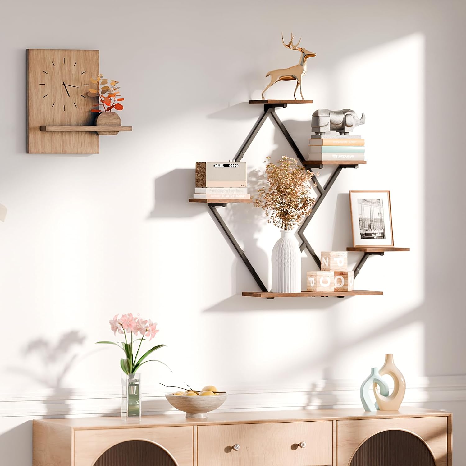 Floating Shelves for Wall Rustic Brown and Black