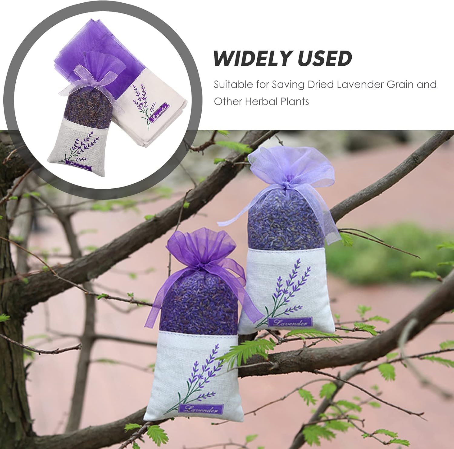 Lavender Sachet Bags 30pcs Set with Flower Print