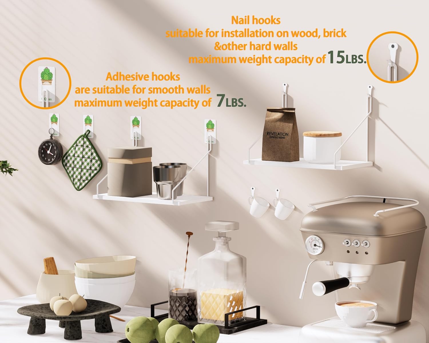 3 Piece Rustic Wood Floating Shelves White Set
