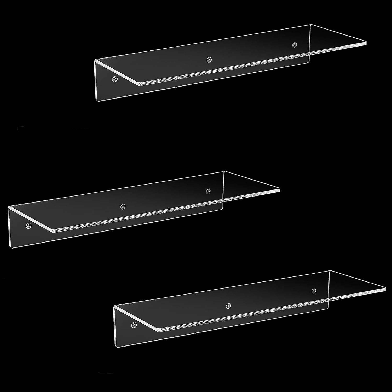 MyGift 17-Inch Clear Acrylic Floating Shelves Set of 3