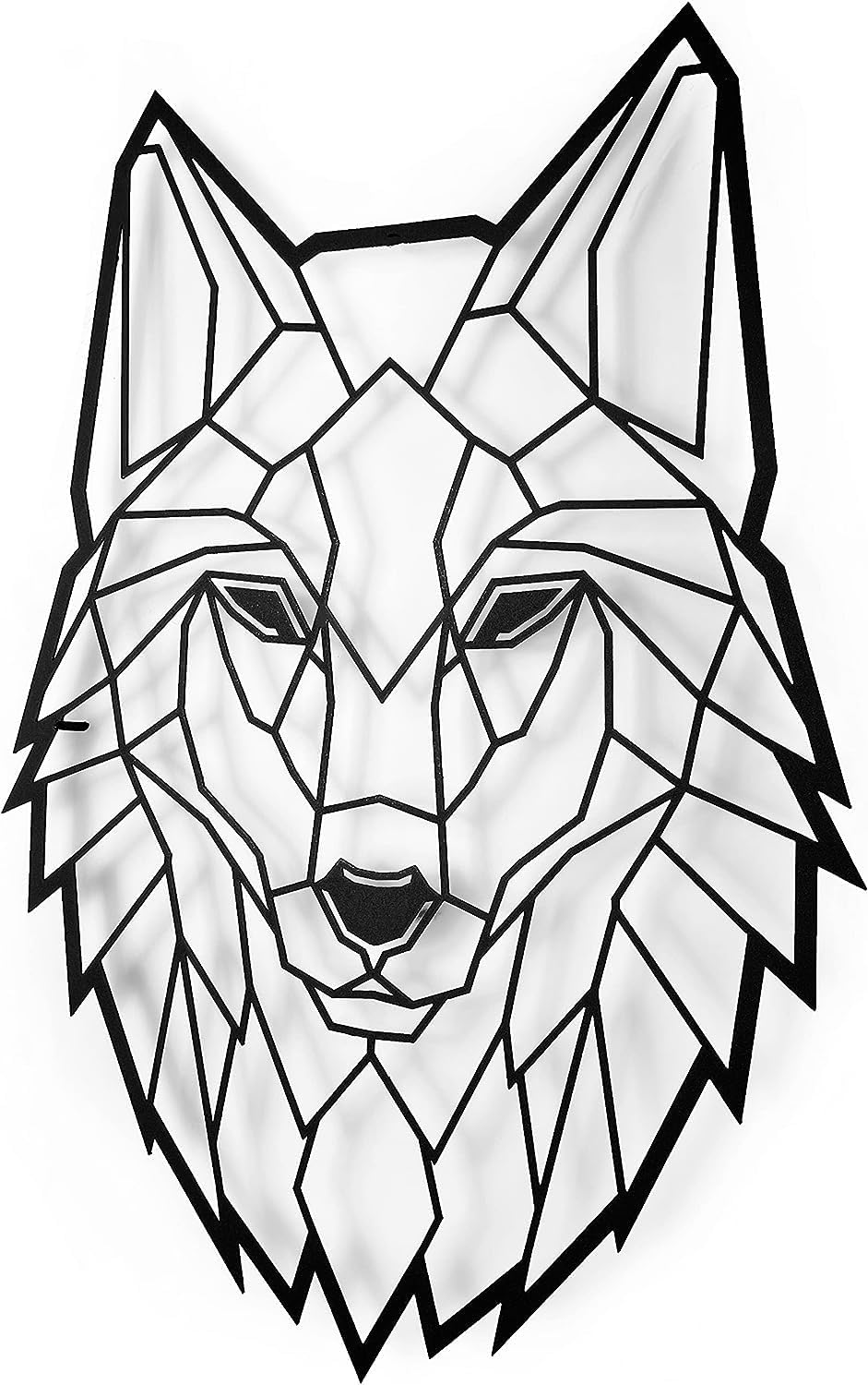 Metal Floating Wall Sculpture with Shades Steel Wolf 43x31cm