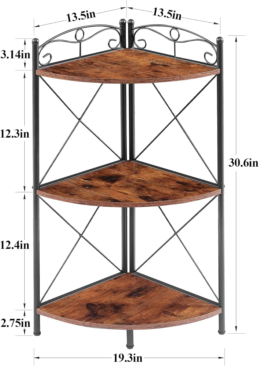 VECELO Corner Table with Storage Shelves