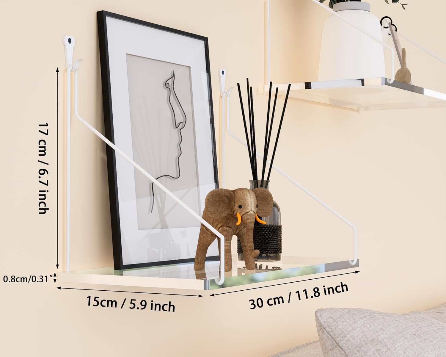 Clear Acrylic Floating Shelves No Drilling Needed Set of 2