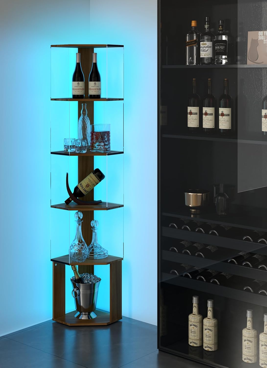 6 Tier Corner Shelf with Dimmable LED Light
