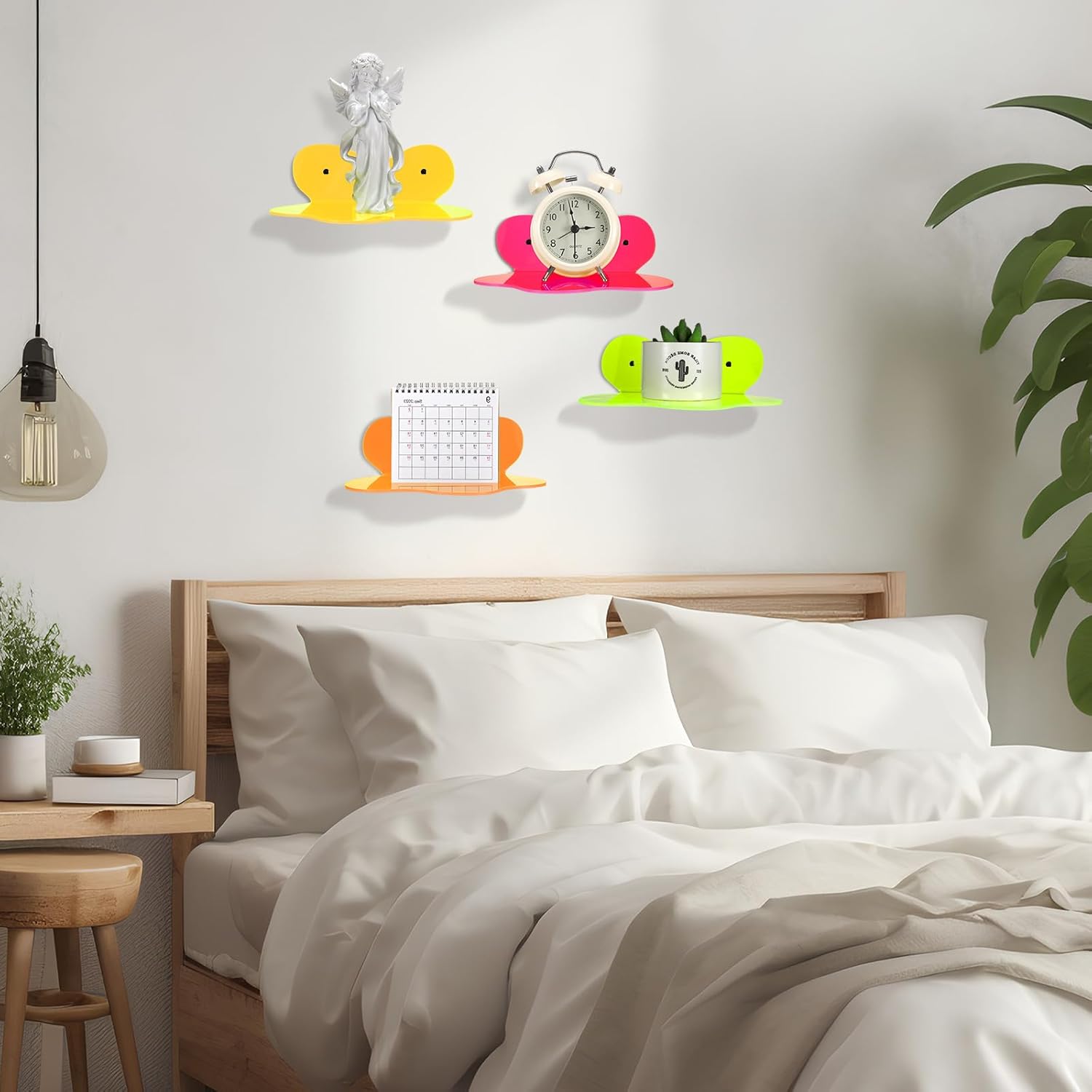 Soaoo 4 Pack Colorful Acrylic Floating Shelves
