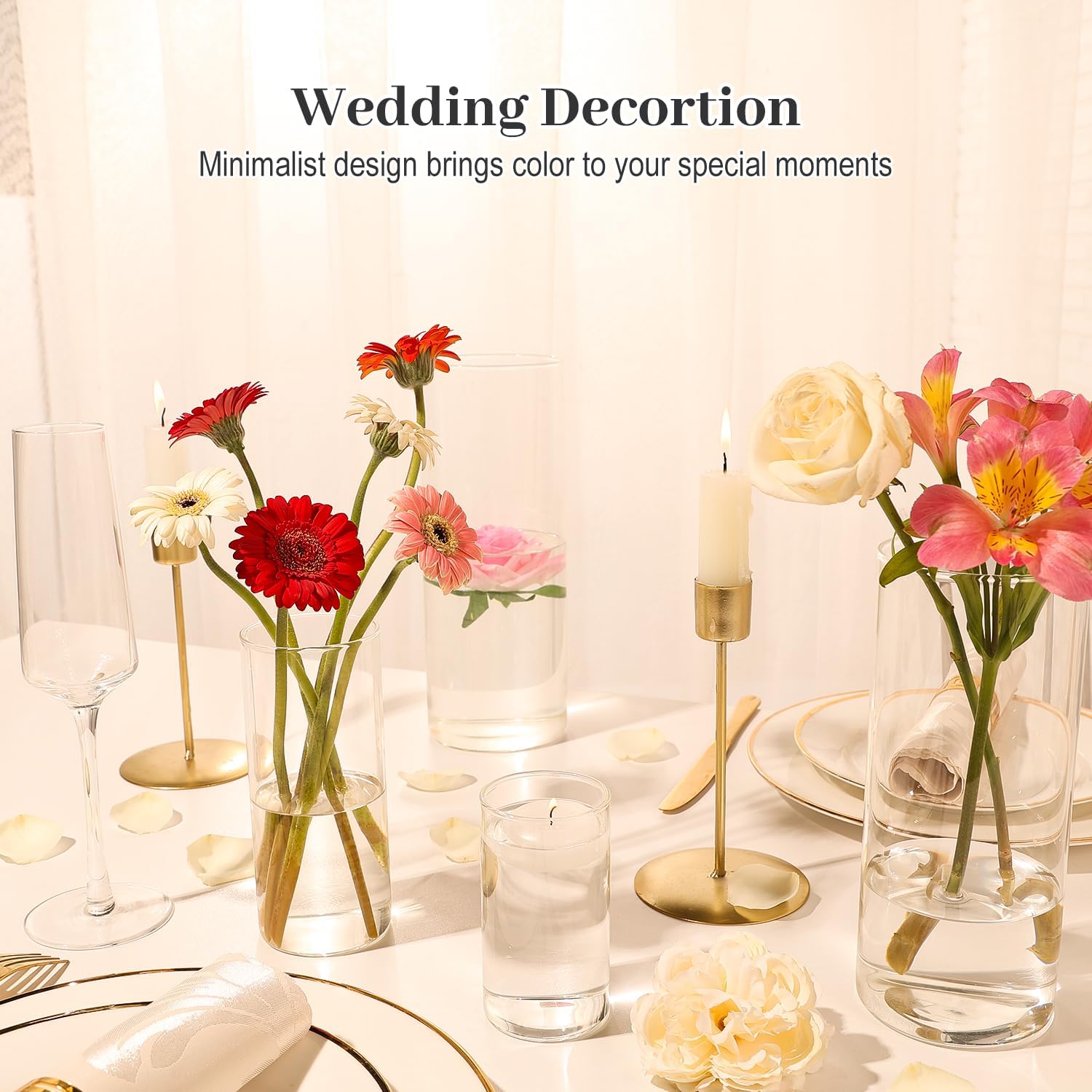 12 pcs Clear Cylinder Vases for Centerpieces