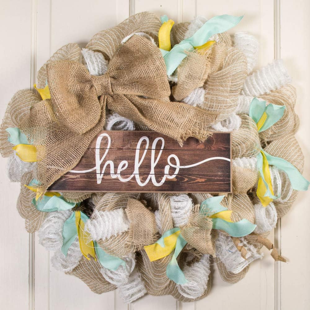 Rustic Wooden Slat Hello Sign - 15 x 5