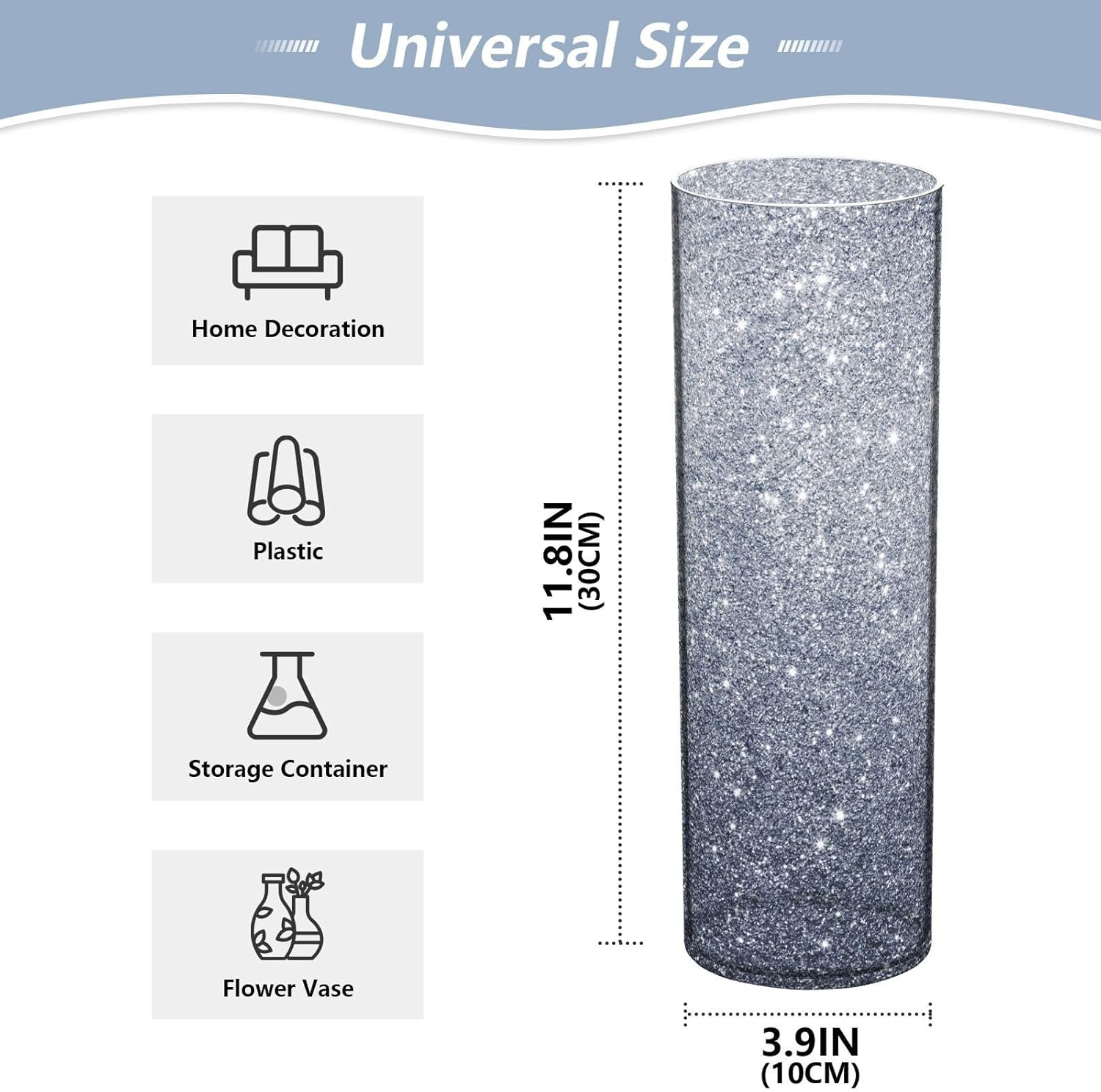 Grey Glitter Starry Floating Candle Holder 118 x 39 Inch Modern Vase