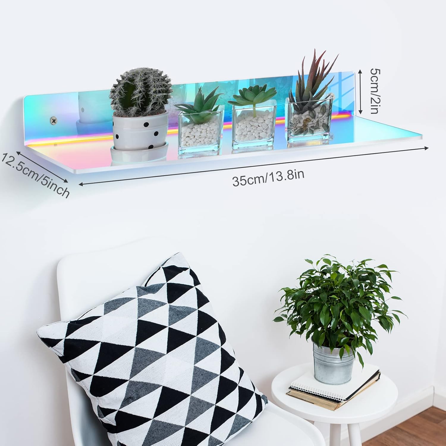 Iridescent Floating Acrylic Shelves 4 Pieces