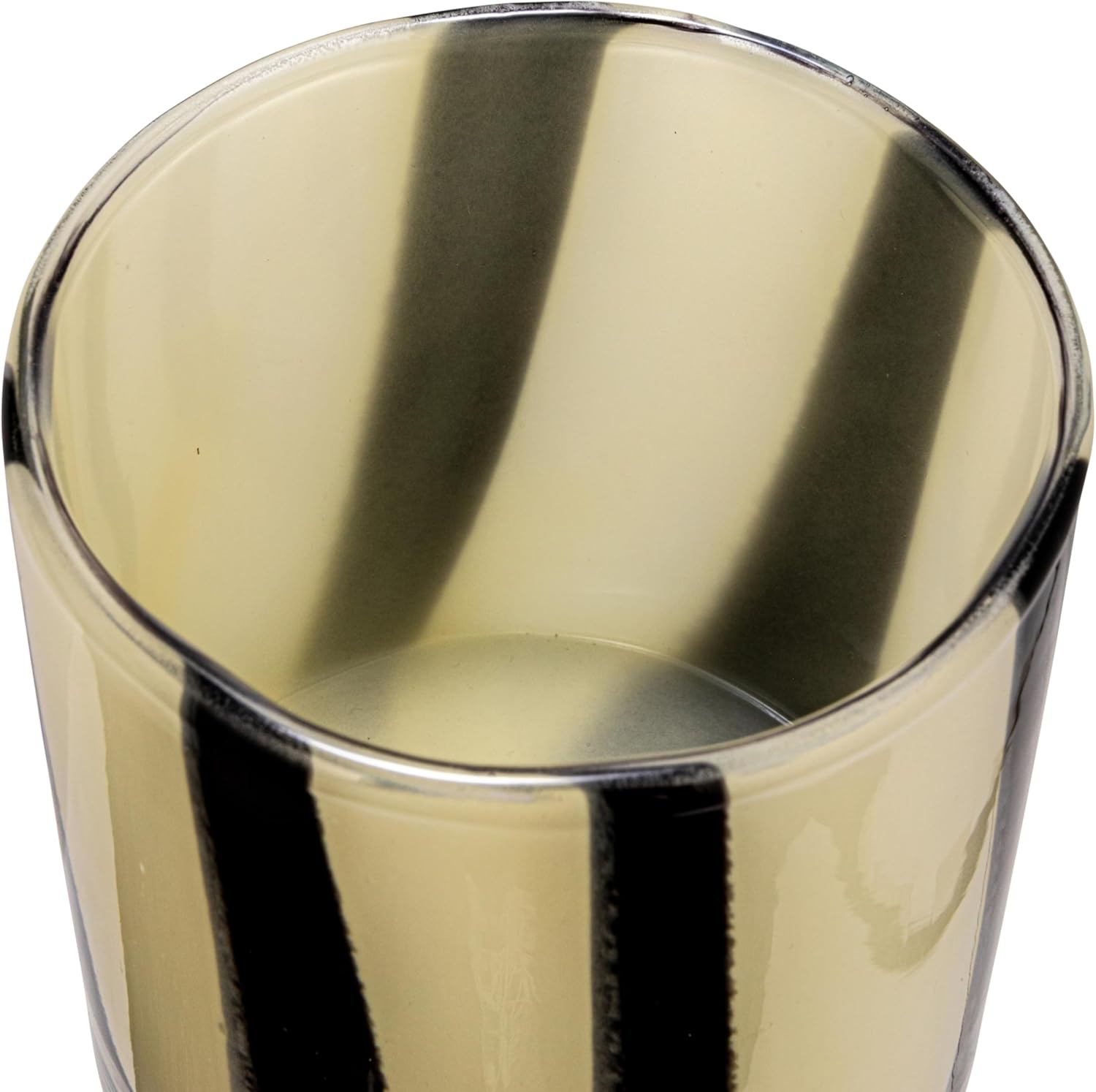 Bloomingville Round Glass Candle Holder with Stripes