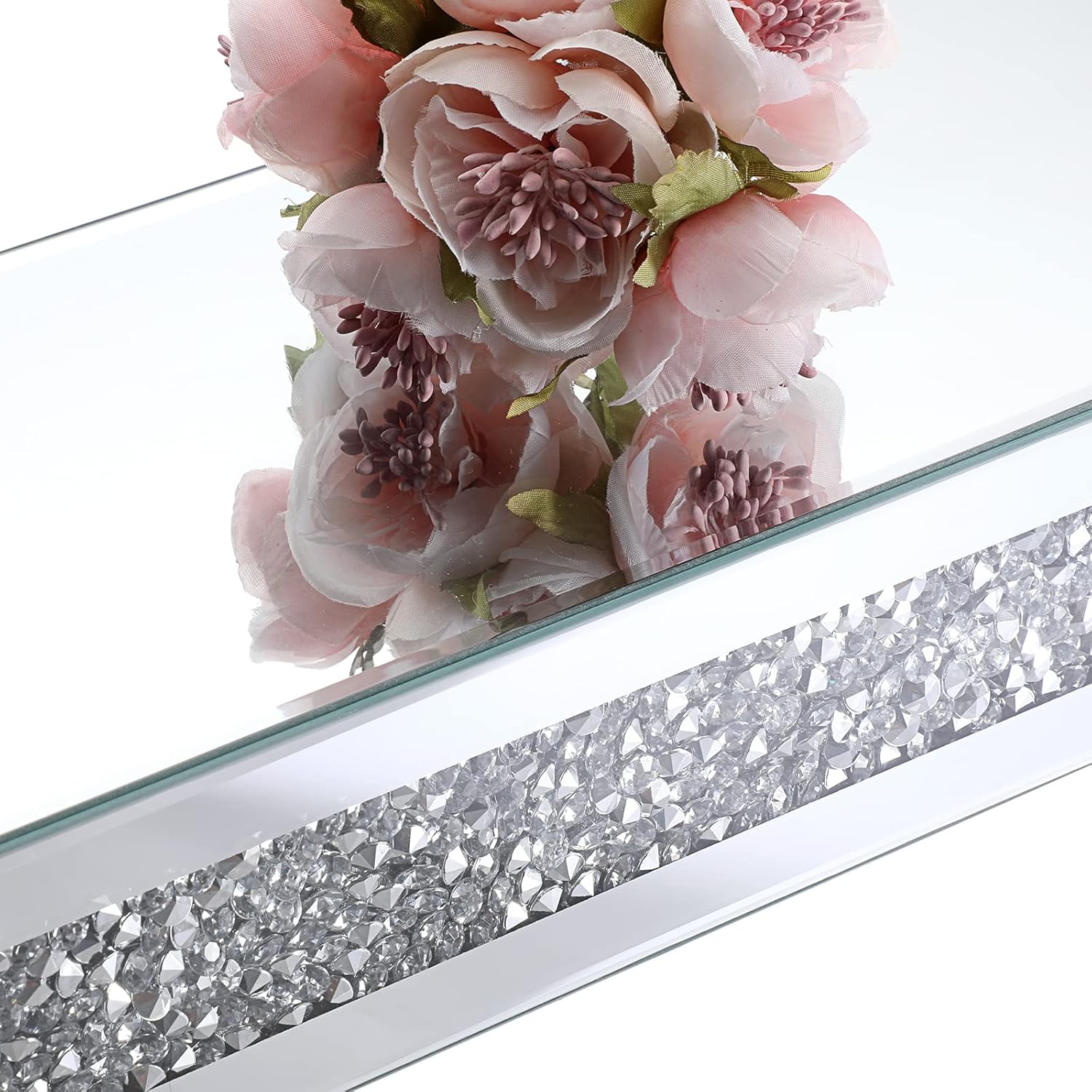 JUXYES Diamond Wall Floating Shelf Sparkle Glass Display Stand