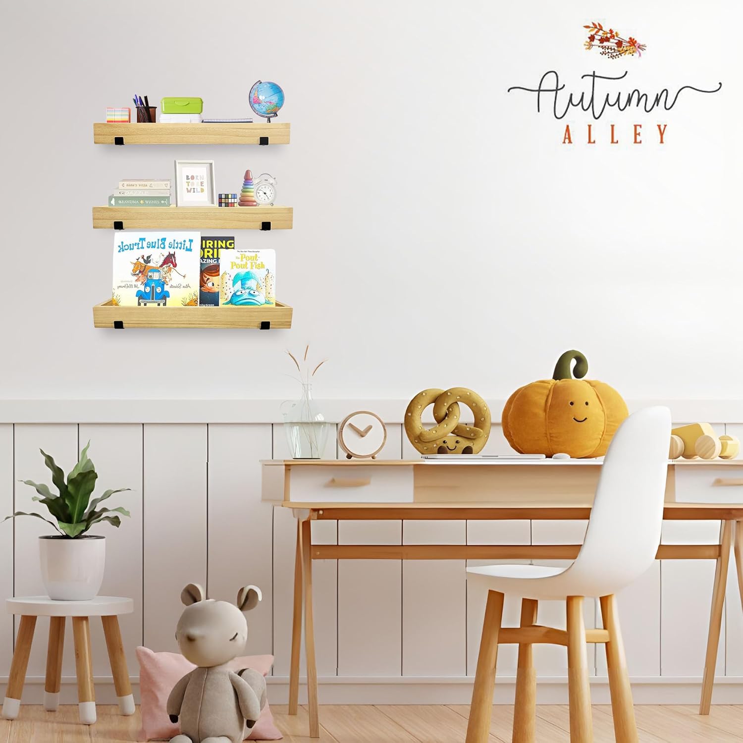 Autumn Alley 3-Tier Floating Wood Shelves for Wall