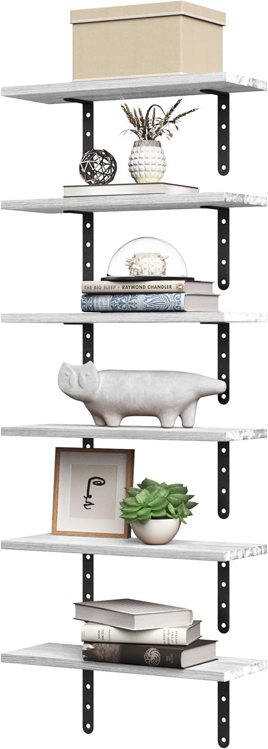 Lavish Home Set of 6 White Floating Shelves