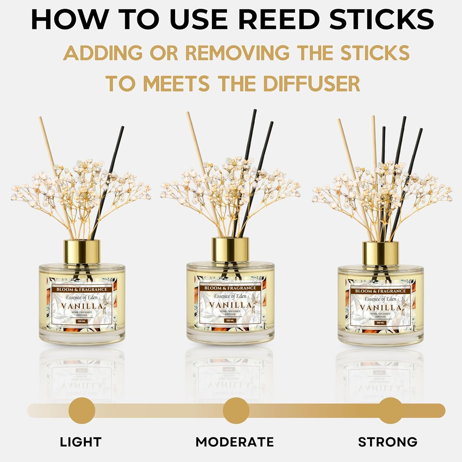 Bloom Fragrance 4oz Reed Diffuser with 6 Fiber Sticks Vanilla