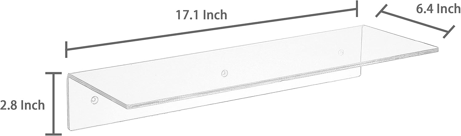 MyGift 17-Inch Clear Acrylic Floating Shelves Set of 3