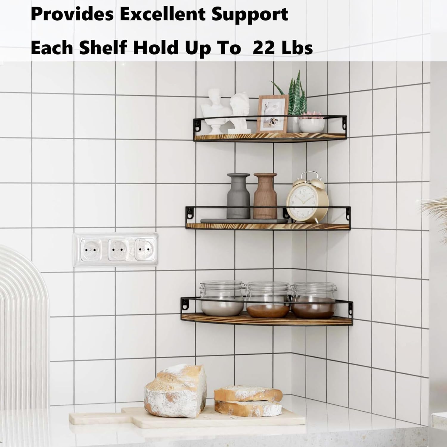 Oxendon Corner Floating Shelves Set of 3 Dark Brown