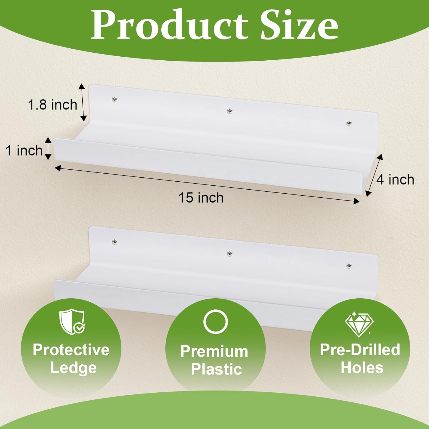 4PCS White Floating Shelves for Wall Decor