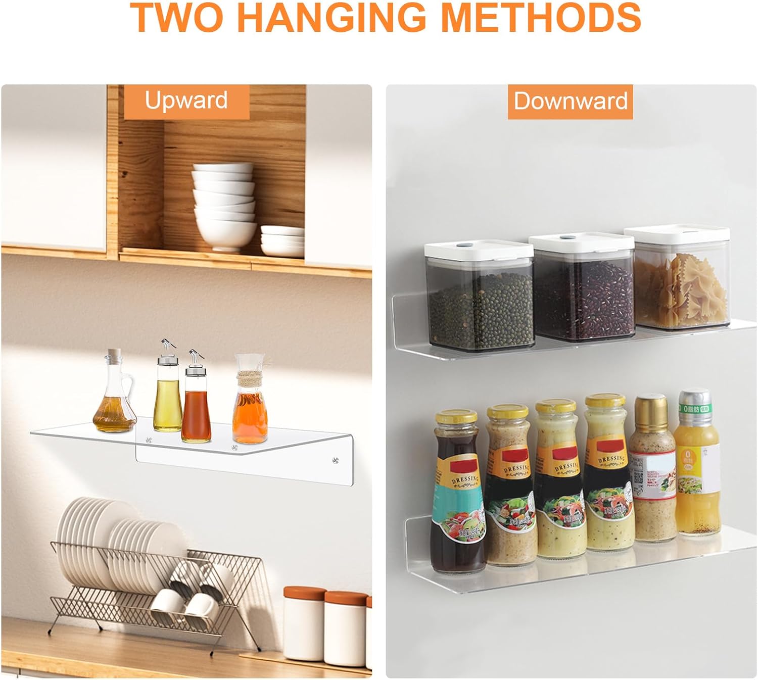 8Pcs Clear Acrylic Floating Shelves Wall Mounted