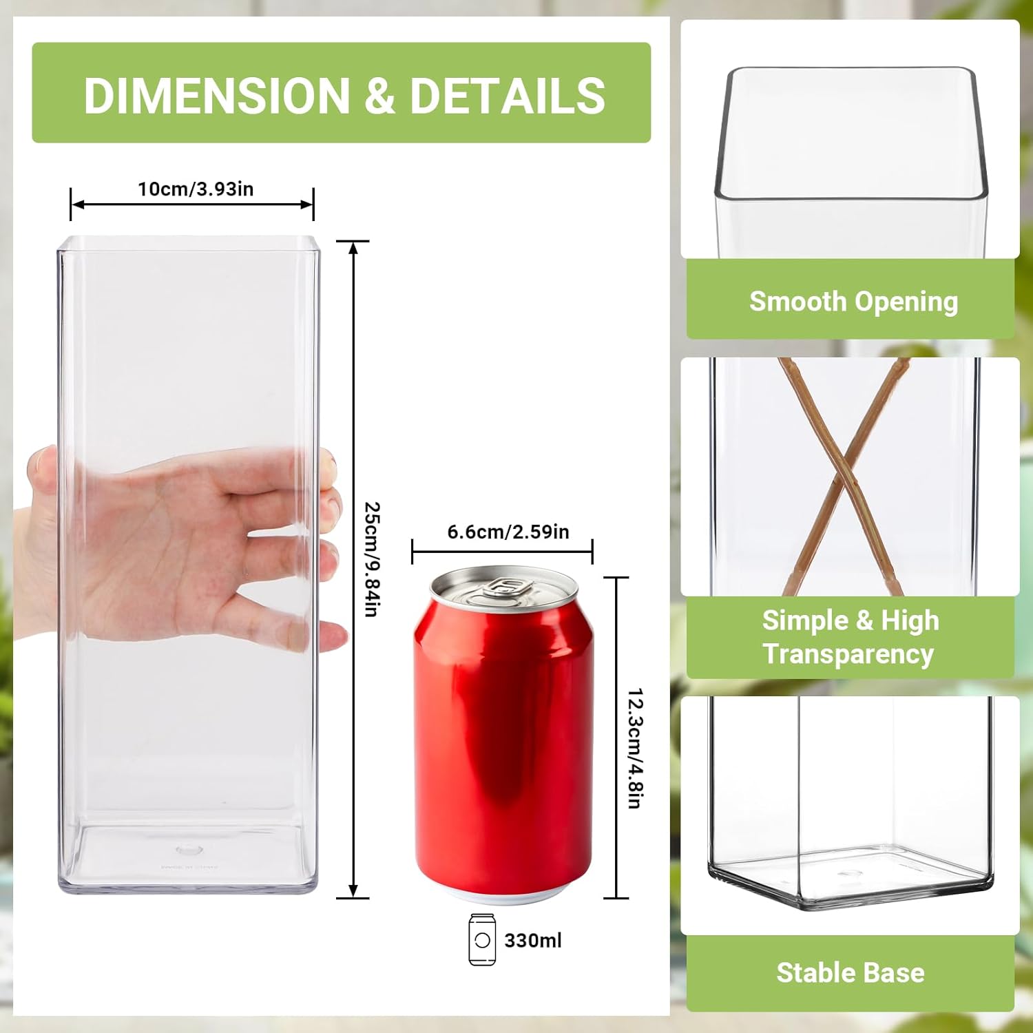Suream Acrylic Vases for Centerpieces 4W x 10H