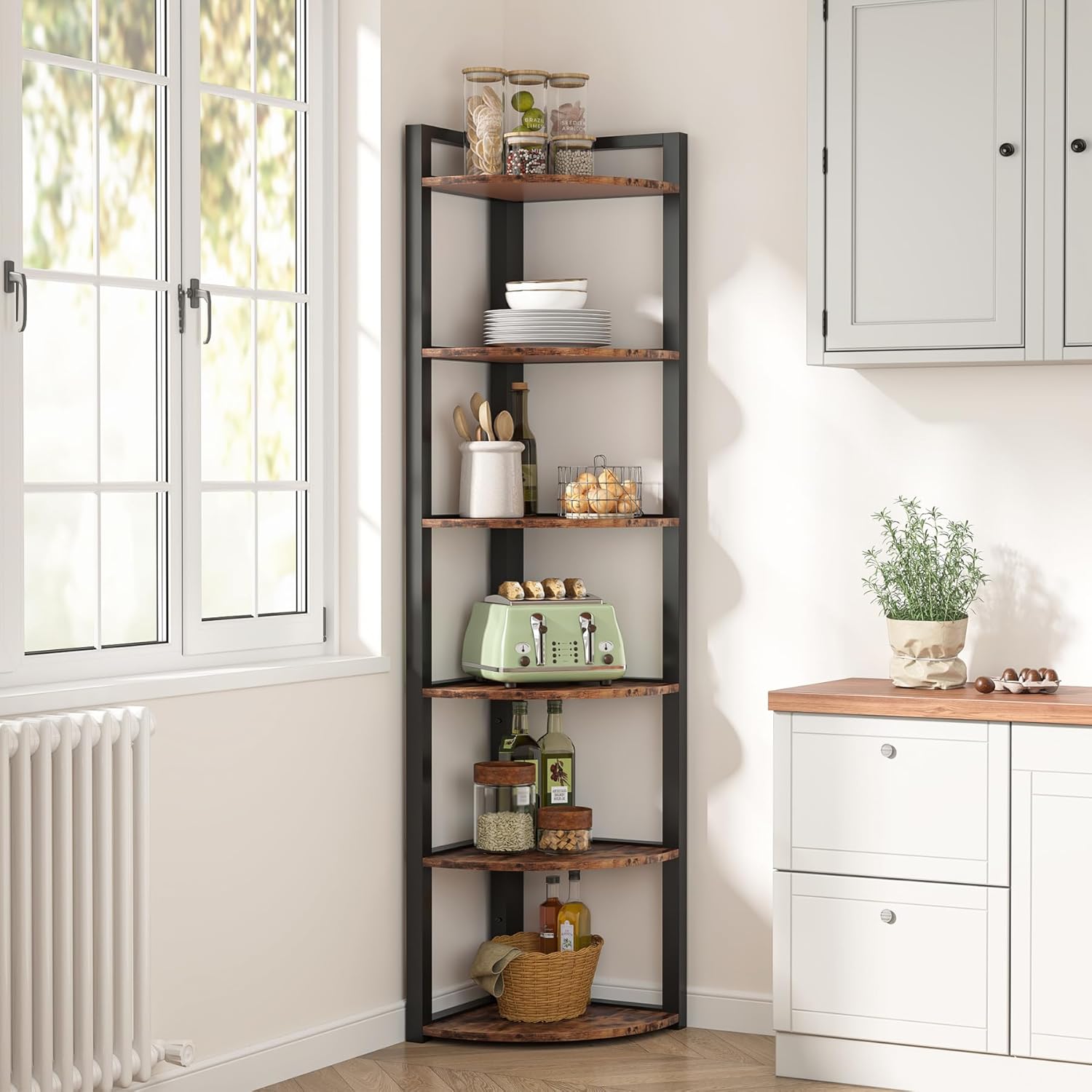 Tribesigns Corner Shelf with 6 Tiers and Metal Frame